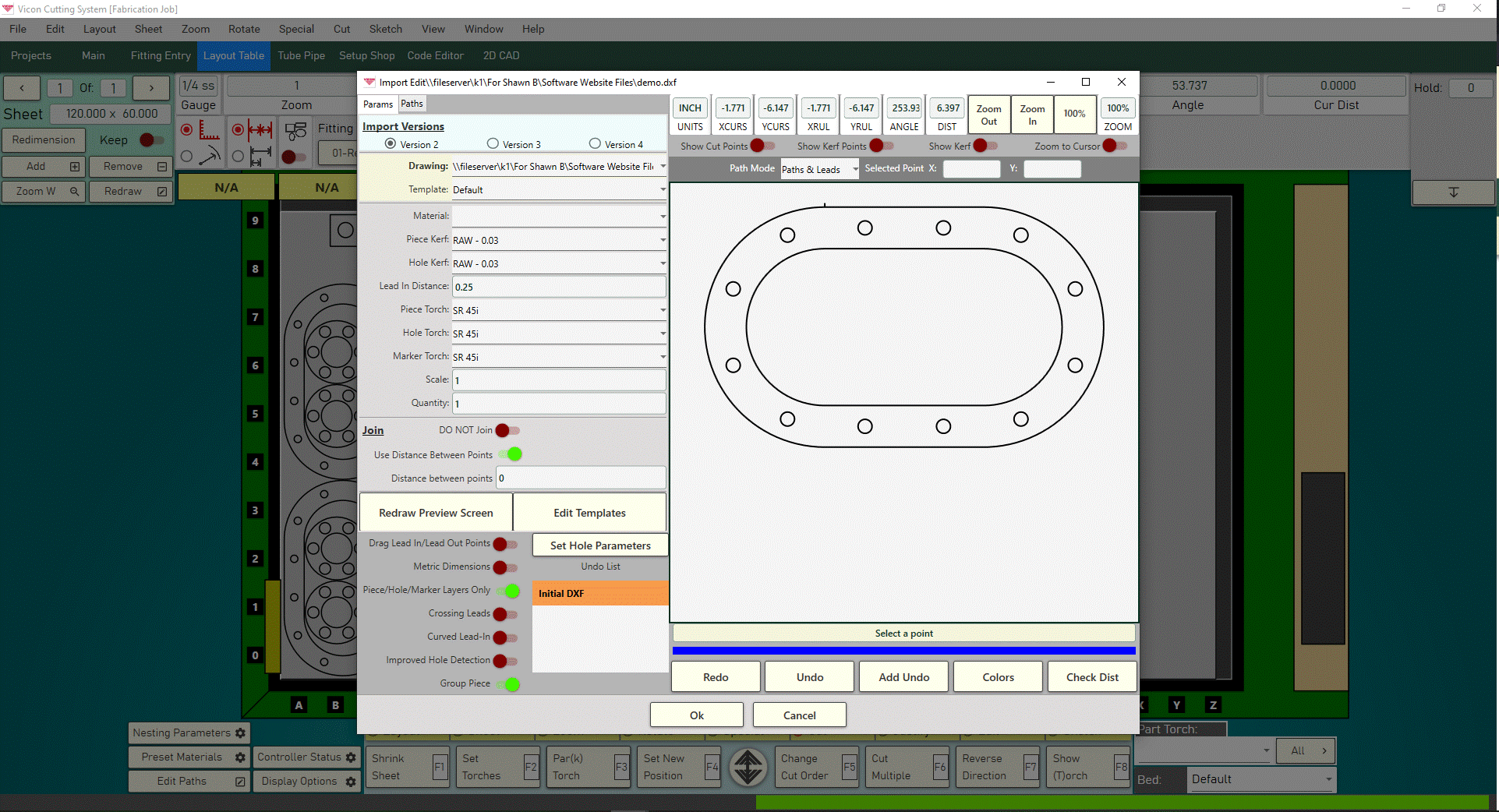 Vicon Import Fitting Screen